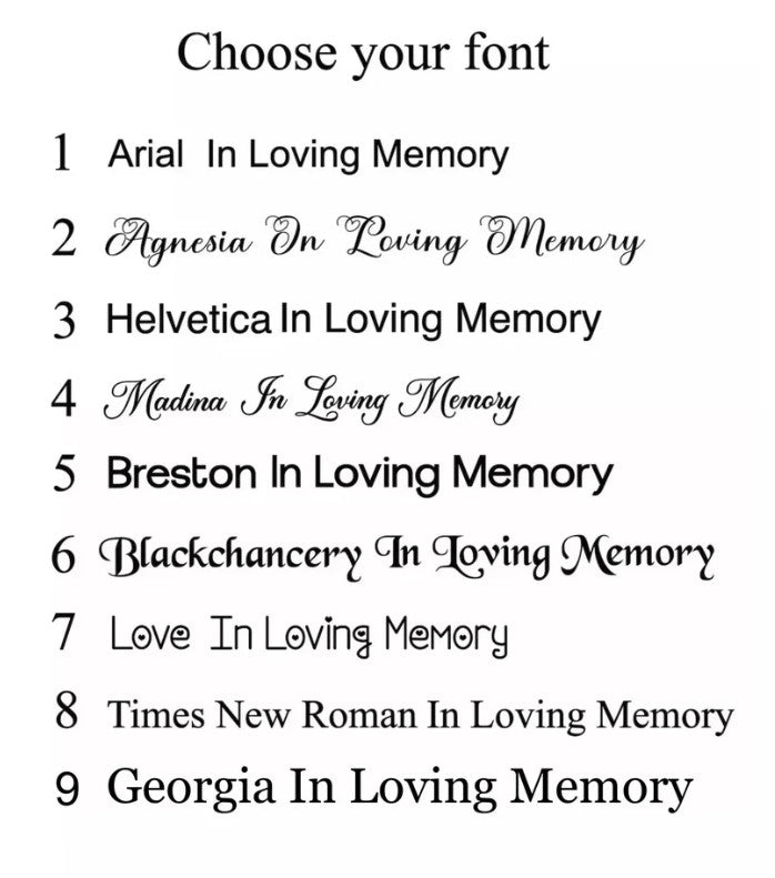 memorial bench plaque font options