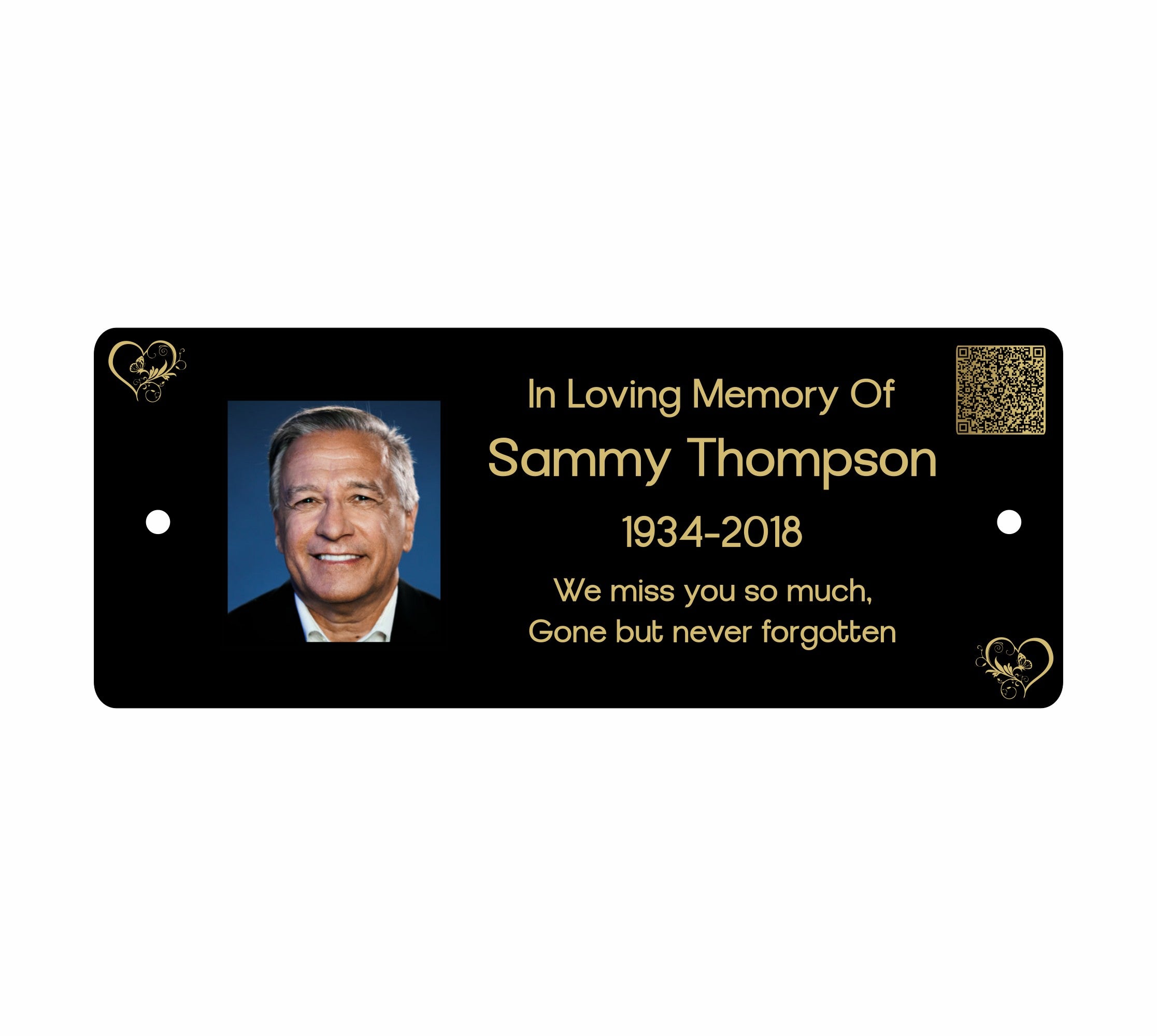 Memorial Photo Plaque, Engraved Bench Plaques, Engraved Tree Sign, black, Weatherproof, Grave