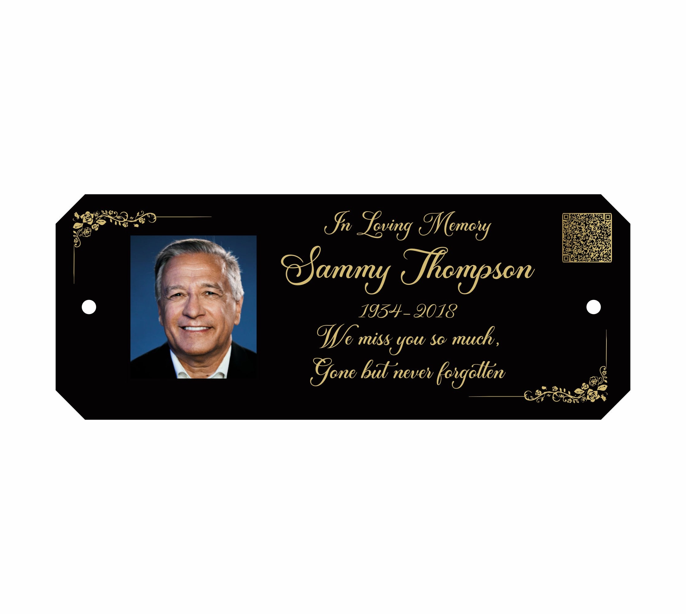 Memorial Photo Plaque, Engraved Bench Plaques, Engraved Tree Sign, black, Weatherproof, Grave