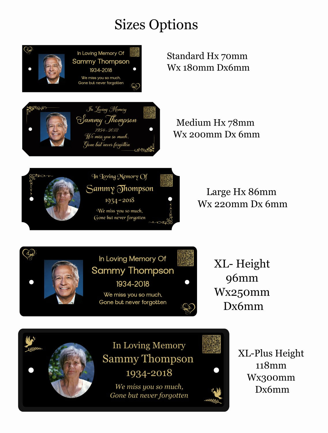 Memorial Photo Plaque, Engraved Bench Plaques, Engraved Tree Sign, black, Weatherproof, Grave