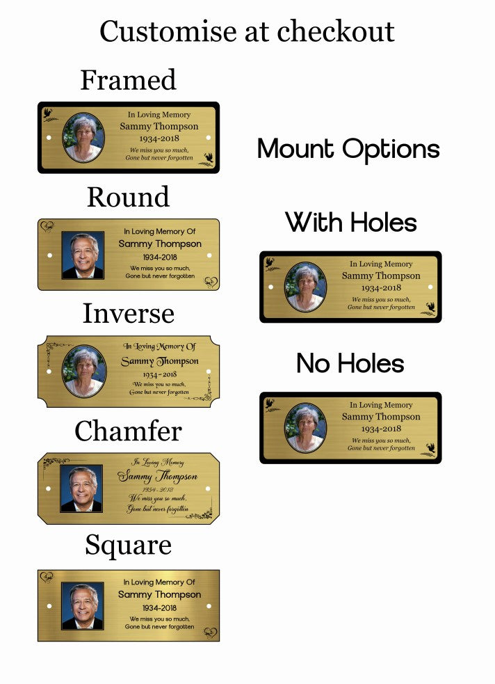 Memorial Photo Plaque, Engraved Bench Plaques, Engraved Tree Sign, black, Weatherproof, Grave