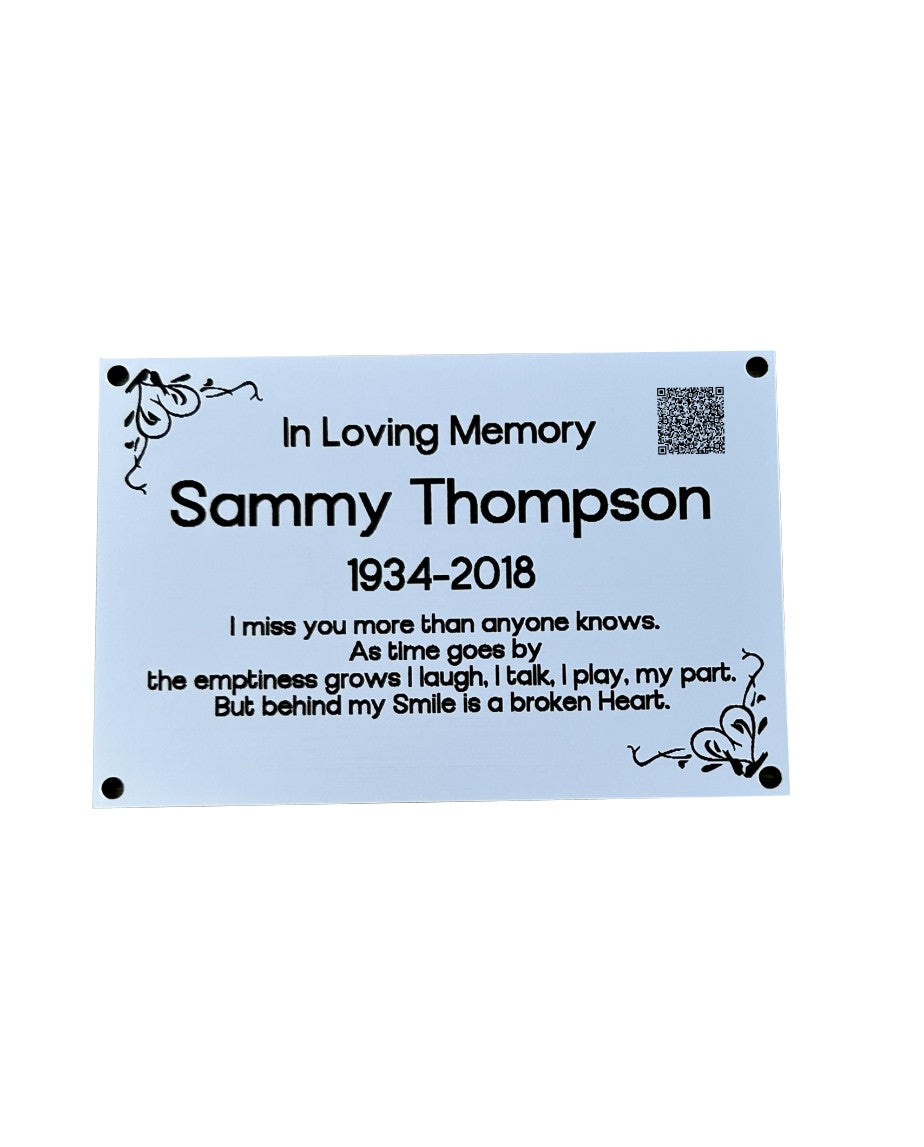 Personalised Memorial Plaque, 6x4 Engraved Bench Plaques, Engraved Tree Sign, Silver, Weatherproof, Grave, Framed