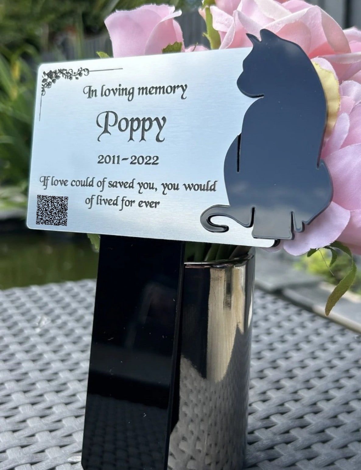 Pet Memorial Plaque, Personalised Outside Grave Cat Front Facing, Garden Marker Plaque Gift
