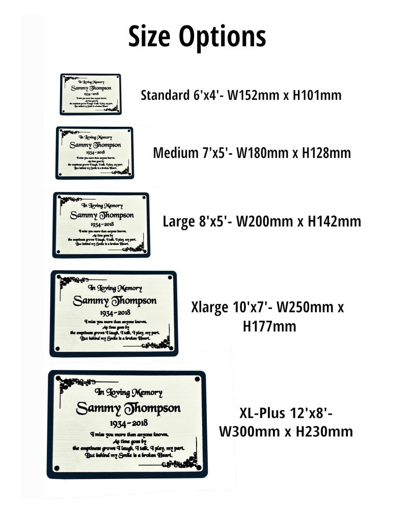 Personalised Memorial Plaque, 6x4 Engraved Bench Plaques, Engraved Tree Sign, Gold, Weatherproof, Grave, Framed